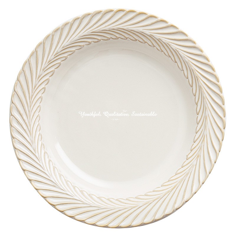 White Ceramic Nordic Style Round Soup Plate for Restaurant Wedding Serving