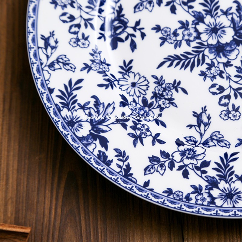 Blue and White Design Ceramic Dinner Plate 25cm