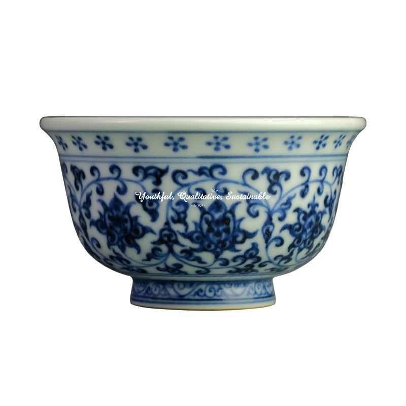 Collector's Grade Firewood Kiln Yongle Blue and White Hand Cup (3 Patterns)